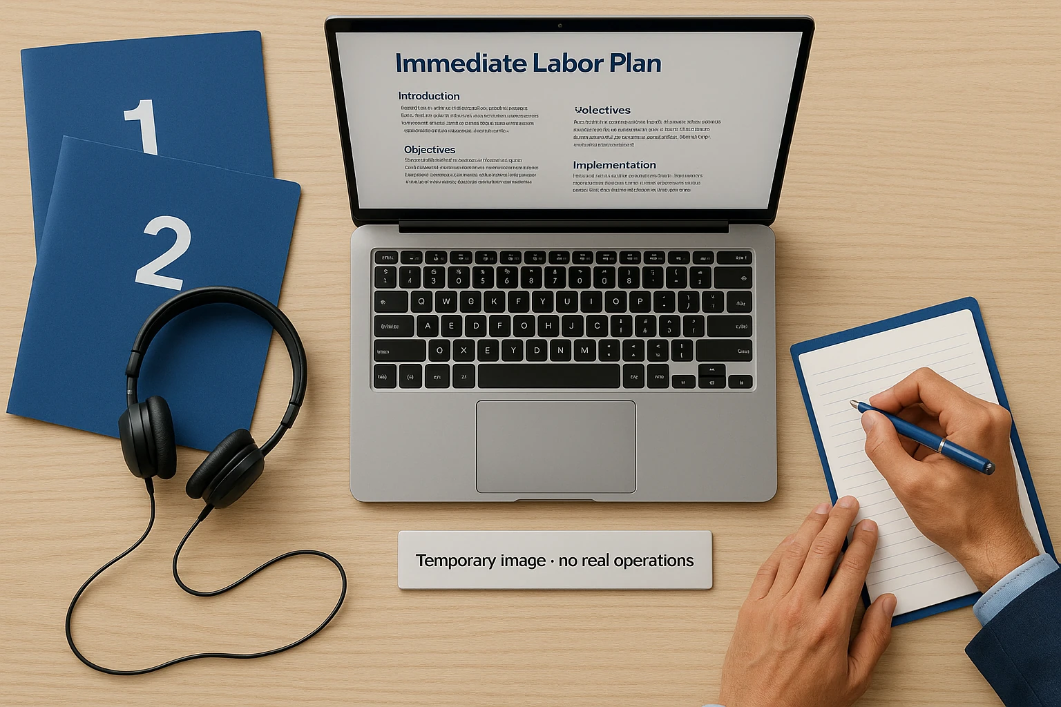 Equipo laboral preparando tableros para el plan inmediato